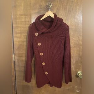 Maroon button sweater